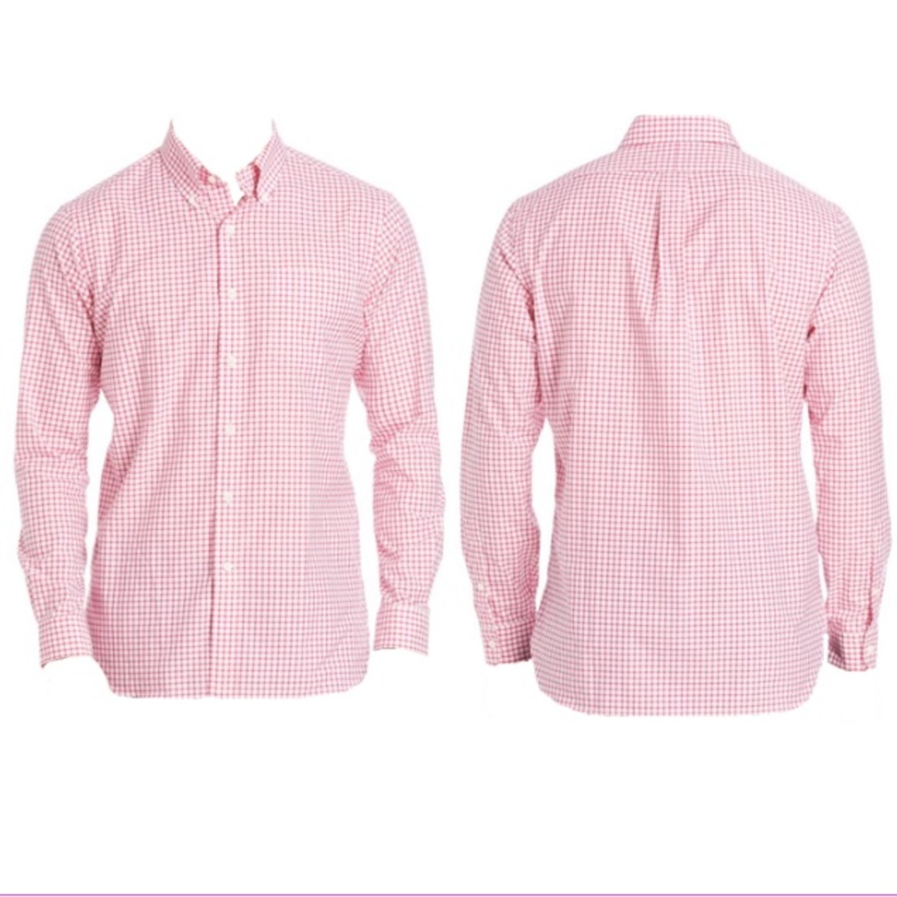 Men’s Polo by Ralph Lauren Pink and White Plaid Shirt